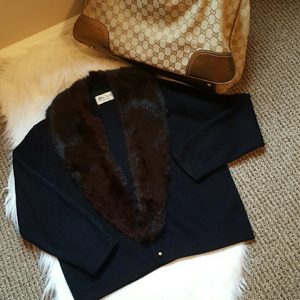 Vintage Real Fur black cardigan